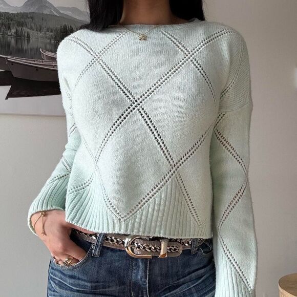 Pastel Mint Italian Knit Sweater by Bartolini — Soft Wool Blend (XS–S) - Picture 2 of 6